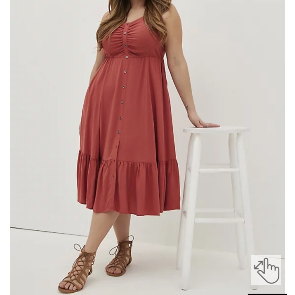 Torrid BLACK tiered button front midi dress size 1 challis like new
